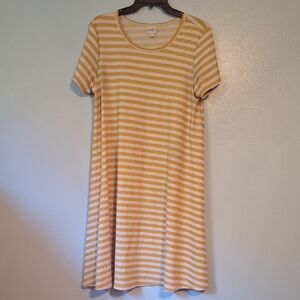 LuLaRoe Yellow and White Striped Dress
